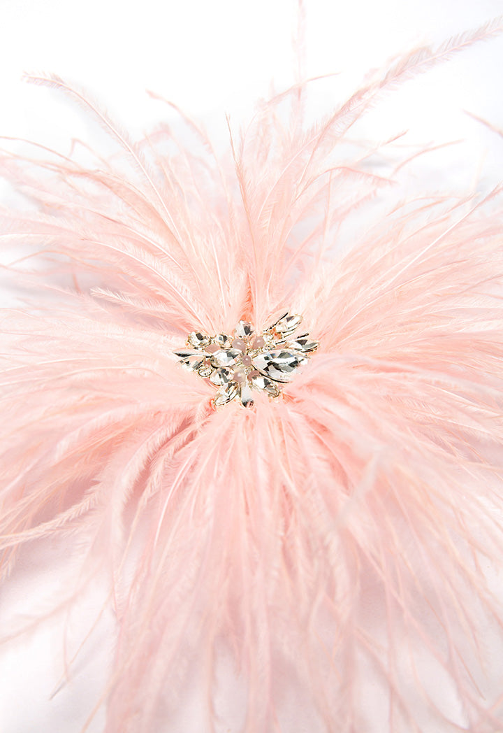Choice Solid Feather Crystal Stud Clip  Pink
