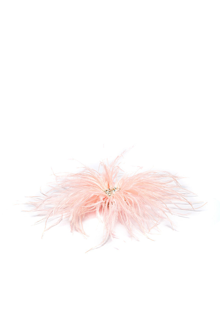 Choice Solid Feather Crystal Stud Clip  Pink
