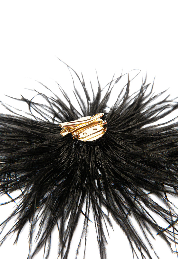 Choice Solid Feather Clip And Brooch Fascinator Black