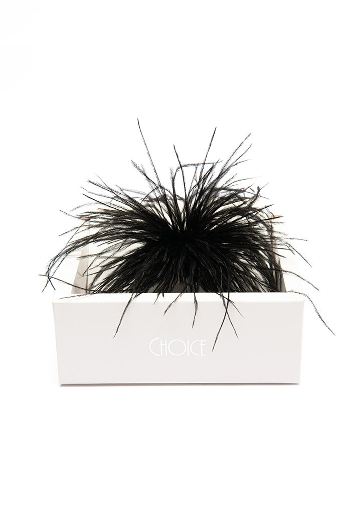 Choice Solid Feather Clip And Brooch Fascinator Black