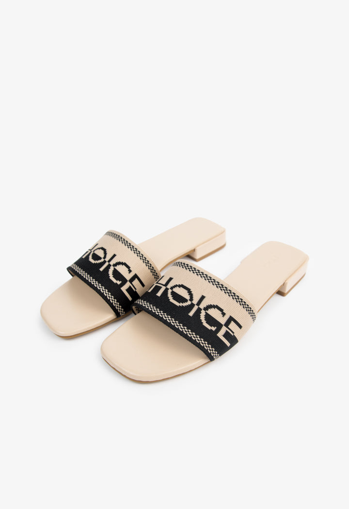 Choice Choice Branded Two-Toned Flat Slides Black