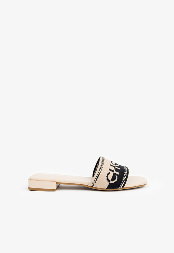 Choice Choice Branded Two-Toned Flat Slides Black