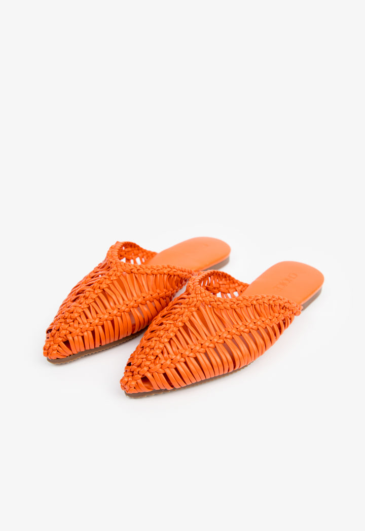 Choice Kids Braided Woven Flat Mules Orange