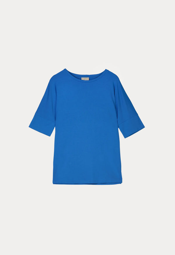 Choice Stretchable Short Sleeve Jersey Blouse Cobalt