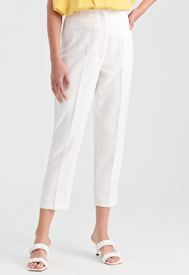 Choice Solid Trouser With Pleats At Waist Off White