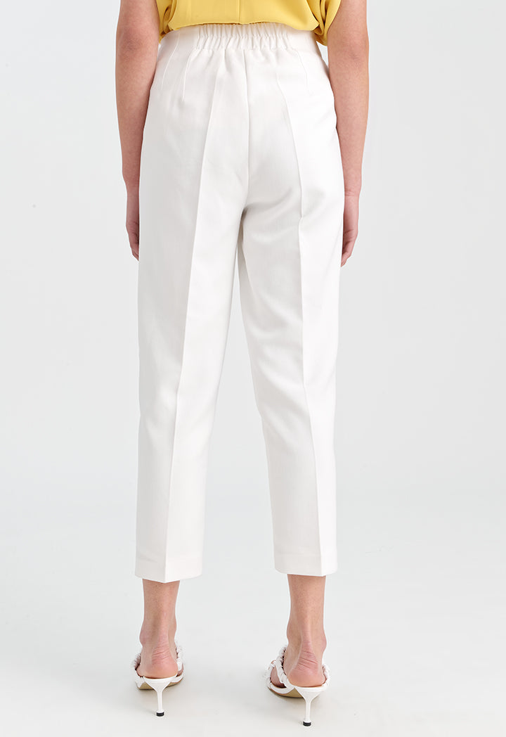 Choice Solid Trouser With Pleats At Waist Off White