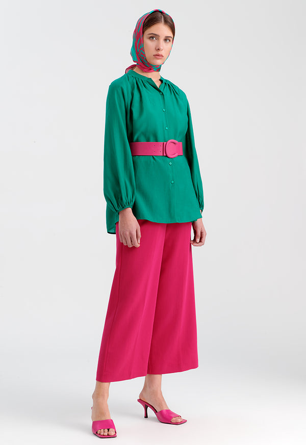 Choice Solid Pleated Culottes Magenta