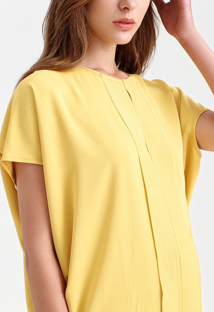 Choice Solid Crepe Loose Fit Blouse Yellow