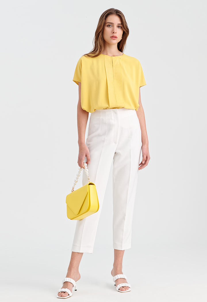 Choice Solid Crepe Loose Fit Blouse Yellow