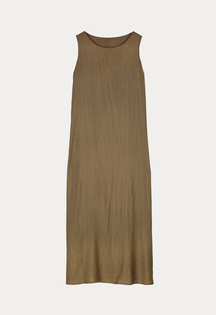 Choice Solid Sleeveless Dress Khaki