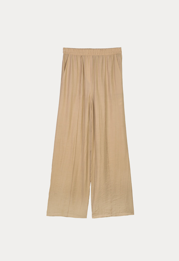 Choice Solid Textured Mid-Rise Trousers Sand Beige