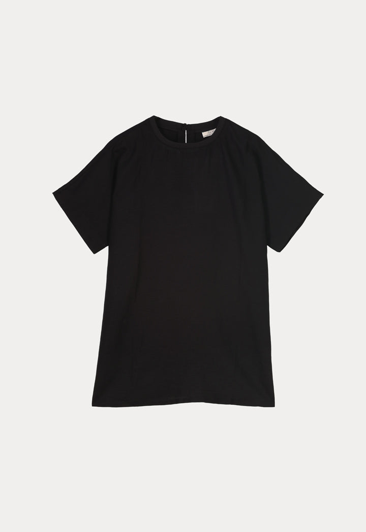 Choice Solid Basic Ribbed Crew Top Black