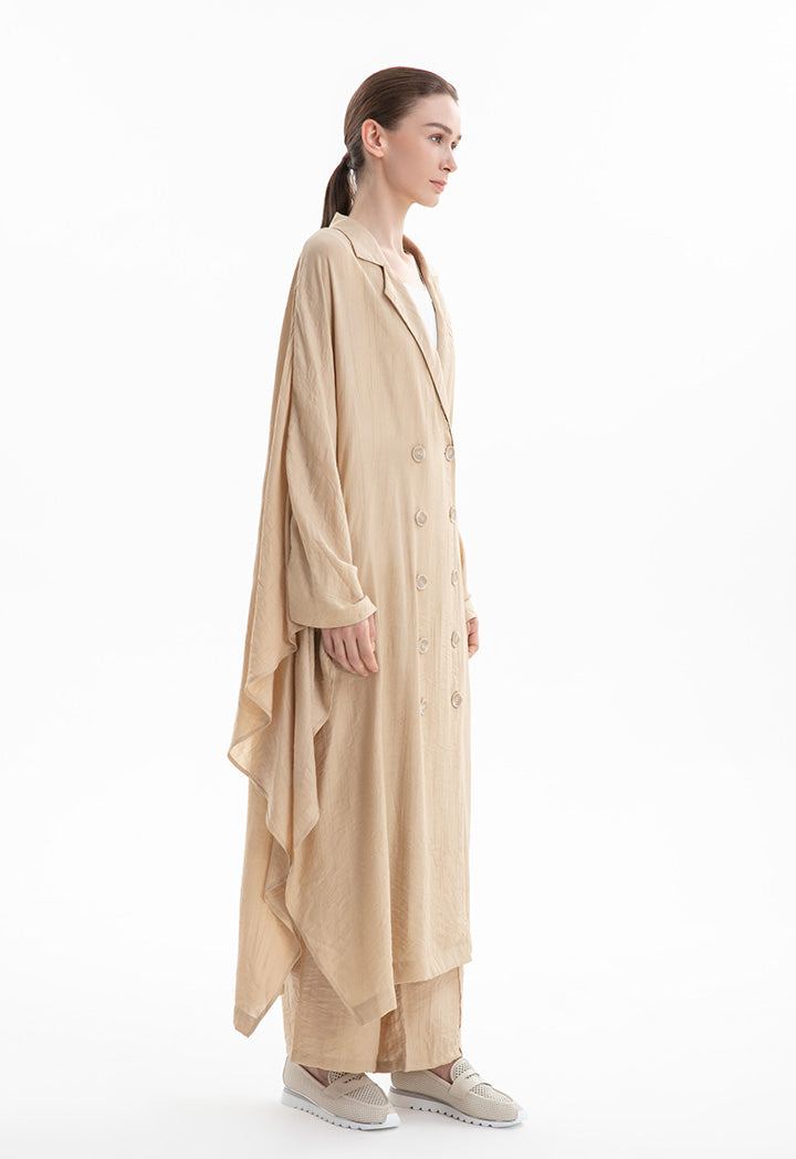 Choice Bat Wing Oversized Midi Jacket Sand Beige