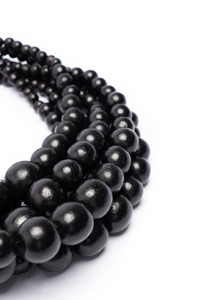 Choice Multi Layered Wooden Mega Beads Necklace Black