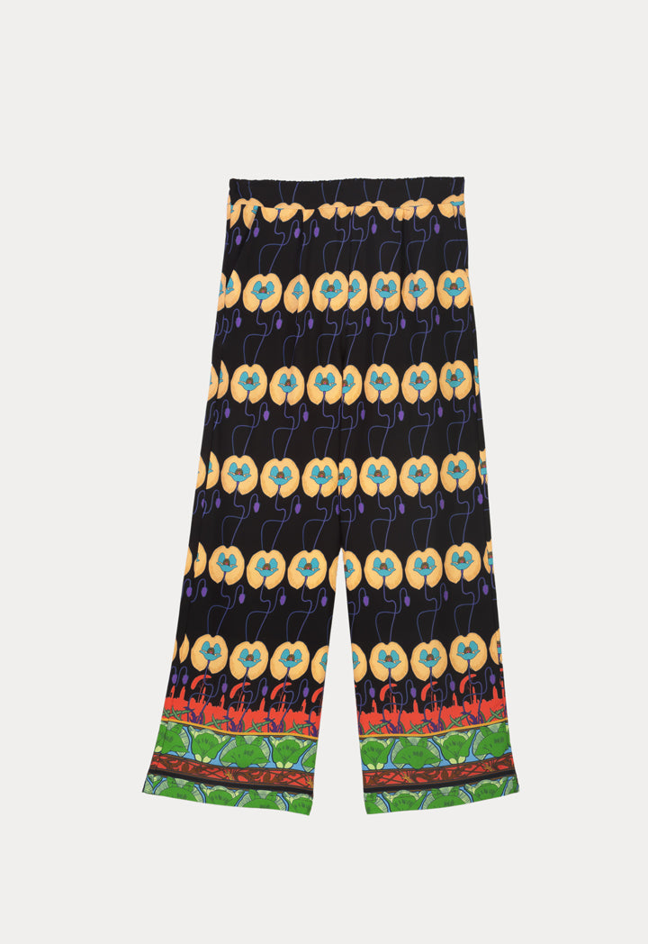 Choice Printed Wide Leg Trouser With Border Print