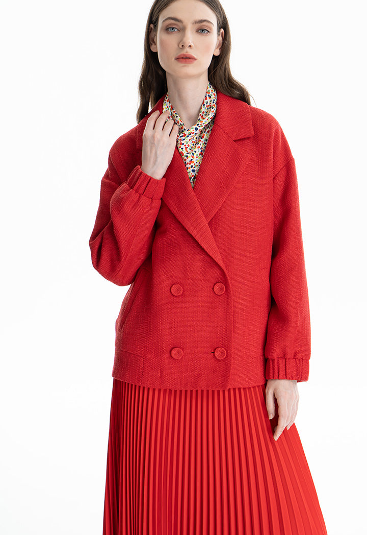 Choice Double Breasted Notch Lapel Blazer Red