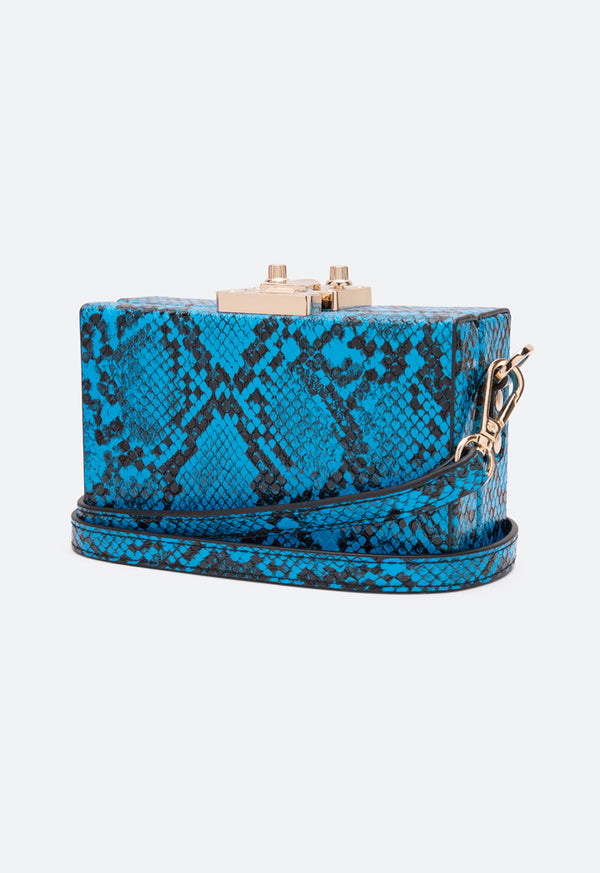 Choice Snake Skin Pattern Clutch Bag Blue - Wardrobe Fashion