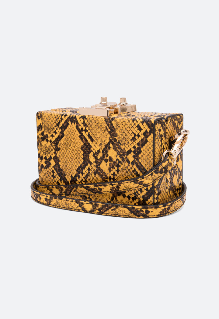 Choice Snake Skin Pattern Clutch Bag Yellow - Wardrobe Fashion