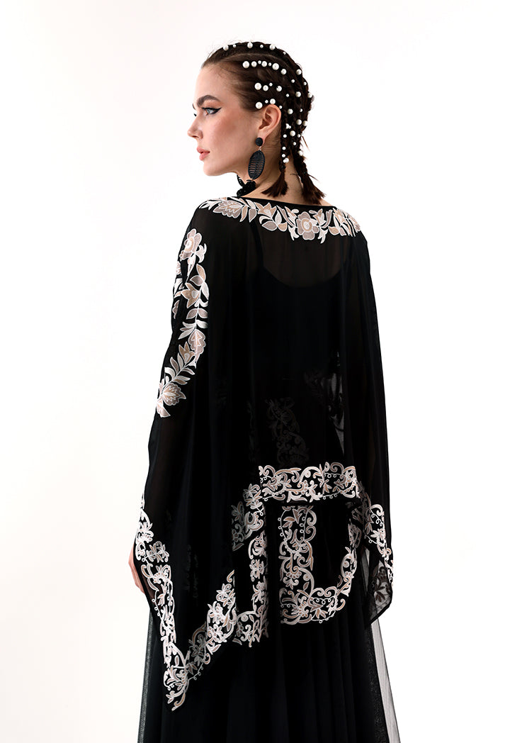 Choice Embroidered Sheer Kaftan Blouse Black - Wardrobe Fashion