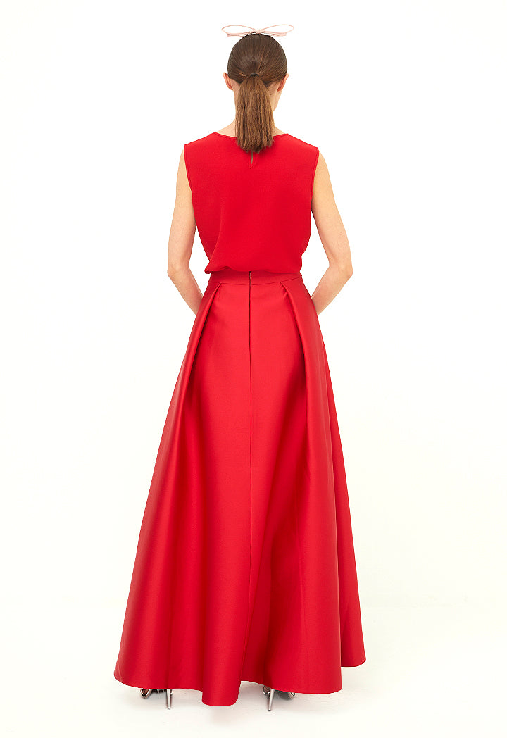 Choice Sleeveless Round Neck Blouse Red - Wardrobe Fashion