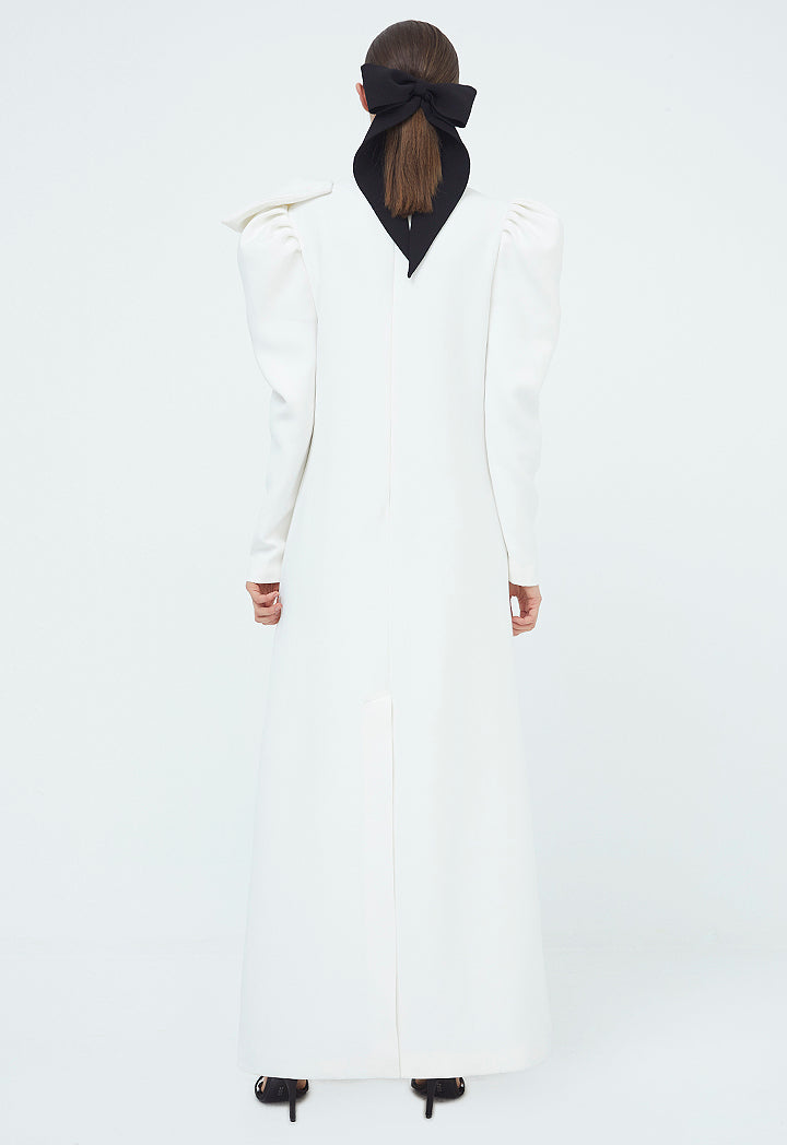 Choice Ribbon Long Dress Off White - Wardrobe Fashion