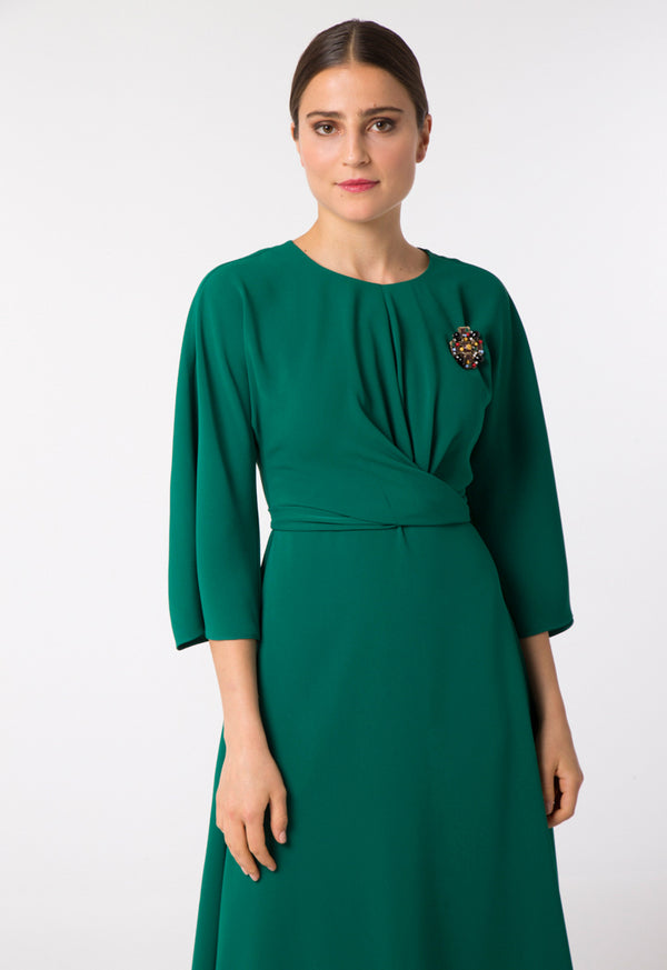 Choice Twisted Waist Dress Pine Green