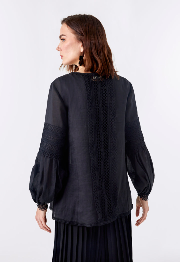 Choice Lace Crochet Overlay Outerwear Black - Wardrobe Fashion