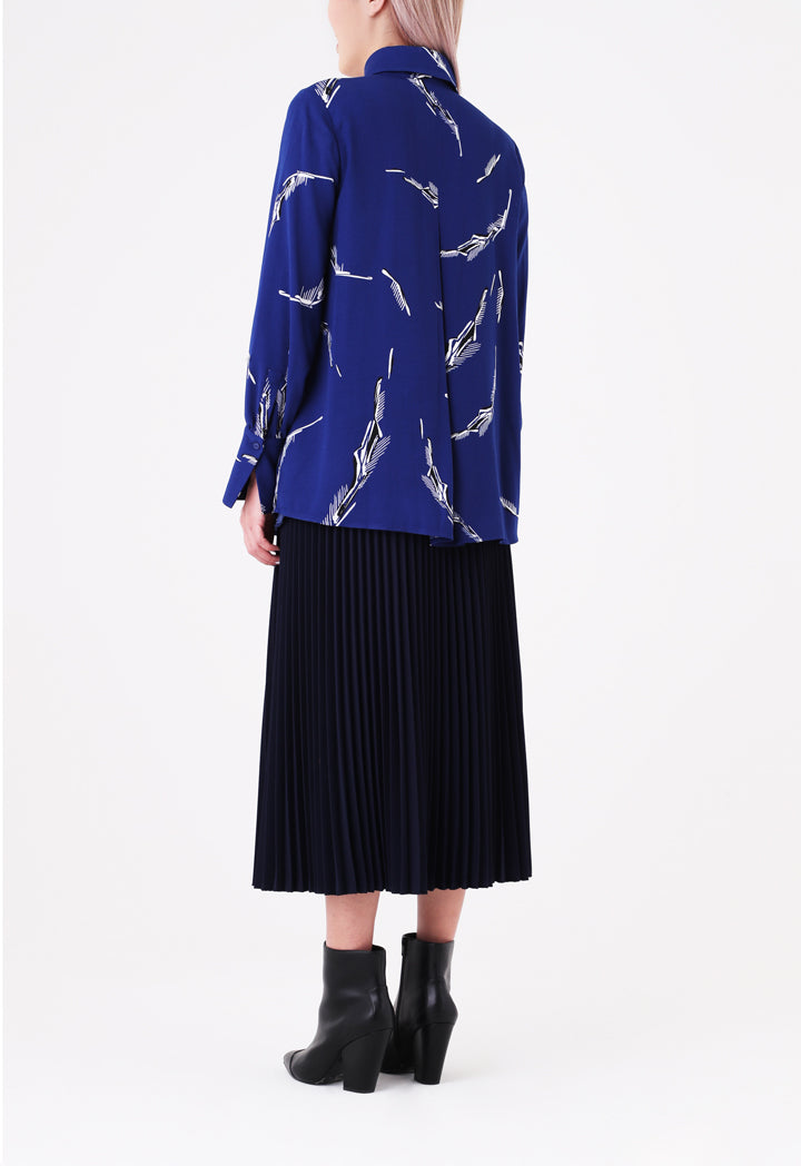 Choice Printed Belted Shirt Cobalt