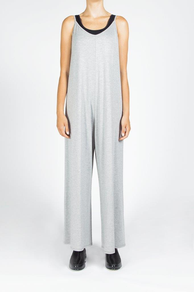 Nu Jumpsuit Knit S/Sl Grey - Wardrobe Fashion