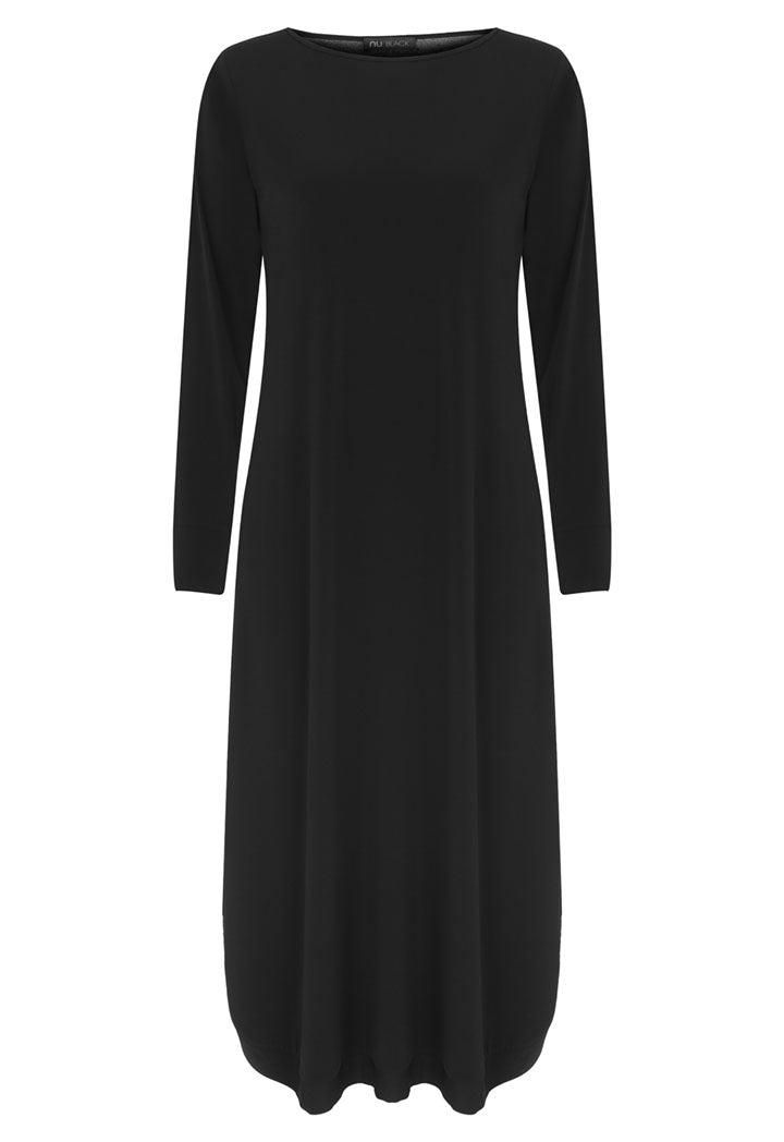 Nu Long Sleeve Relaxed Fit Midi Dress Black