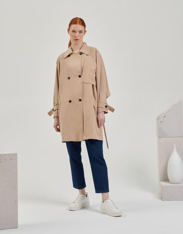 Kkdesign Double Breasted Trench Coat Beige