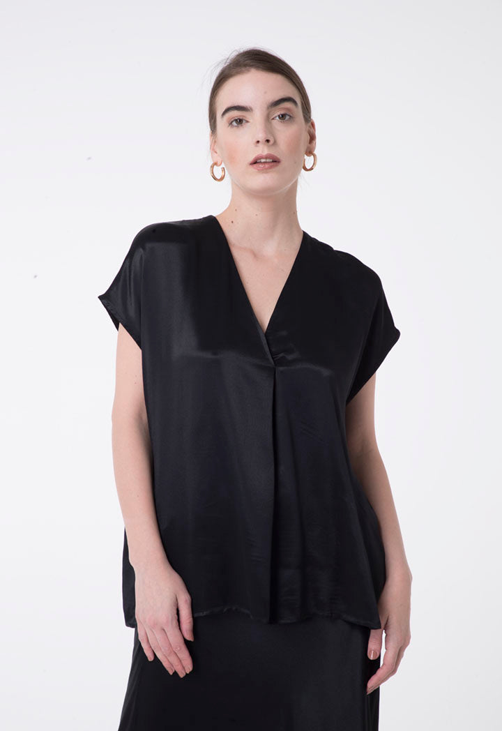 Nocturne Short Sleeve Relaxed Fit Blouse Black