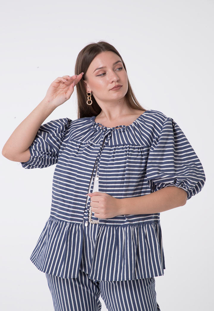 Nocturne Watermelon Stripe Sleeve Blouse Variant