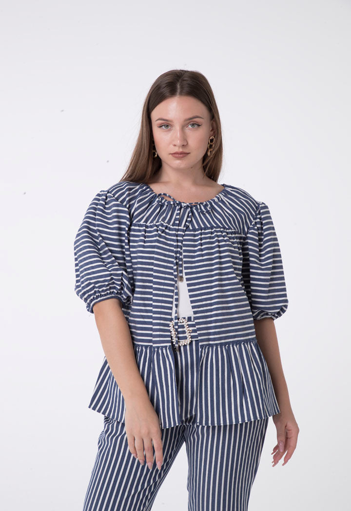 Nocturne Watermelon Stripe Sleeve Blouse Variant