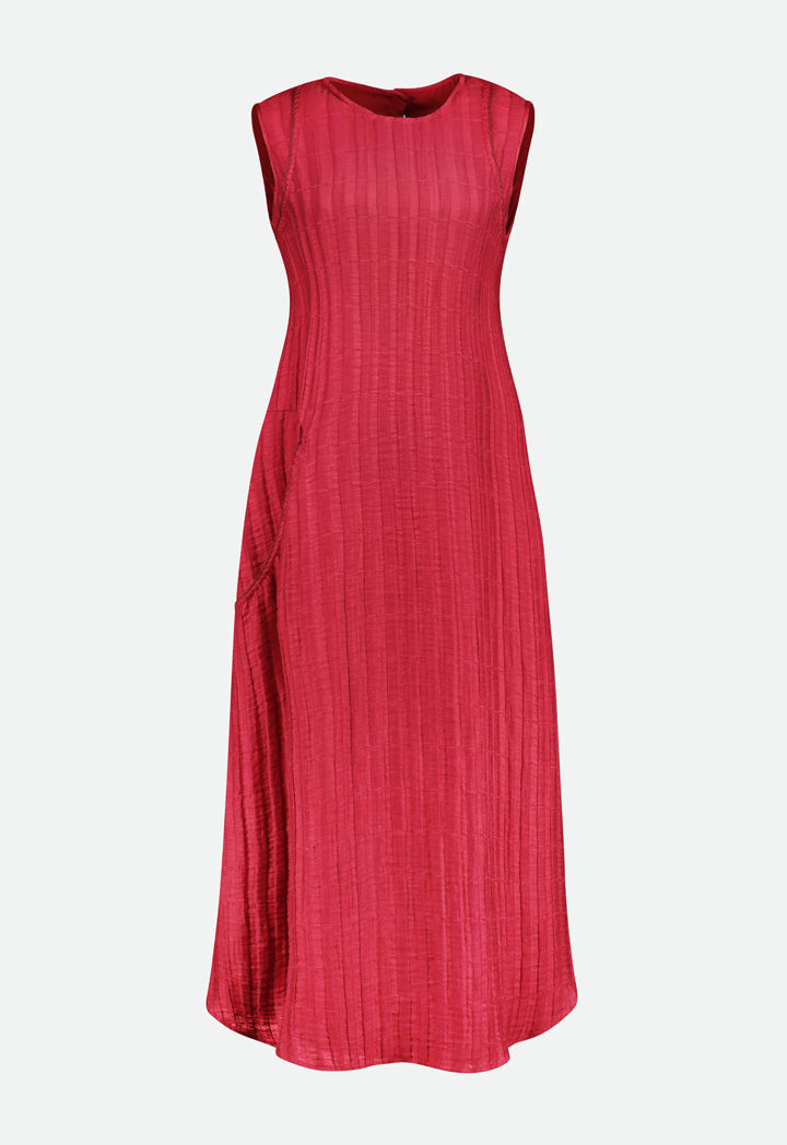 Choice Texture Fabric Sleeveless Maxi Dress Burgundy - Wardrobe Fashion