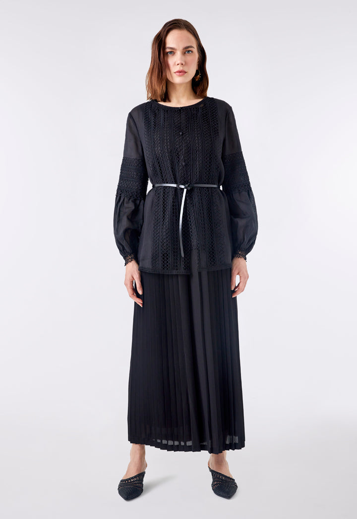 Choice Lace Crochet Overlay Outerwear Black - Wardrobe Fashion