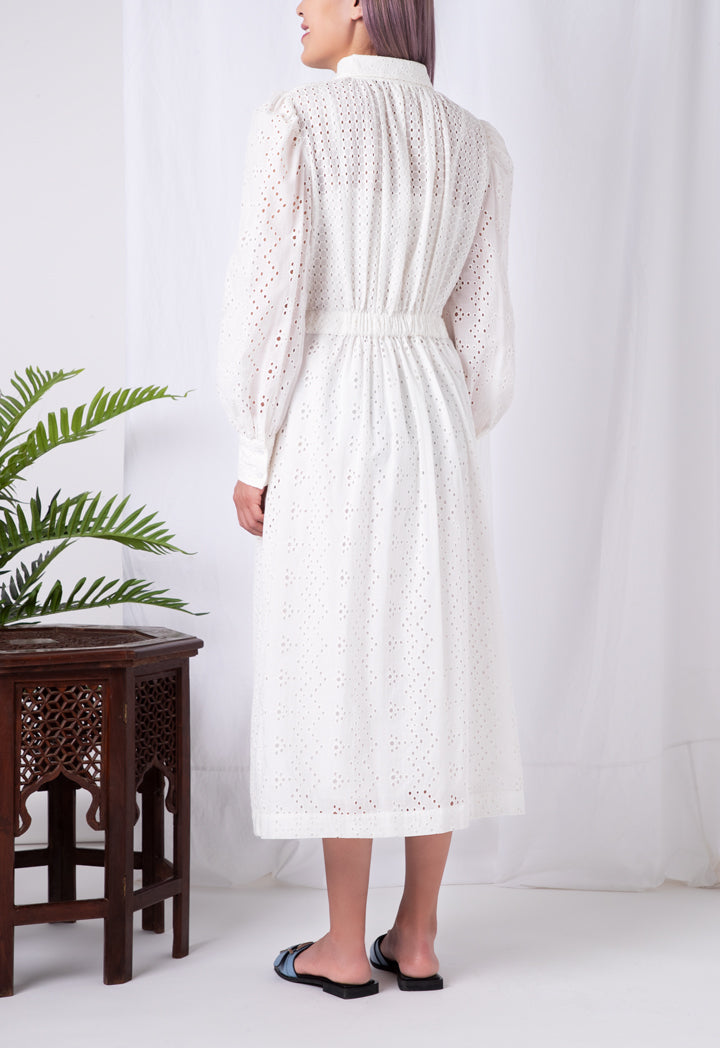 Choice Schiffli Shirt Dress White - Wardrobe Fashion