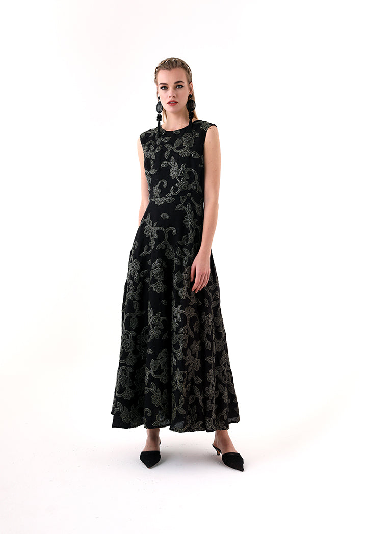 Choice Sequins Embroidery Sleeveless Dress Black - Wardrobe Fashion