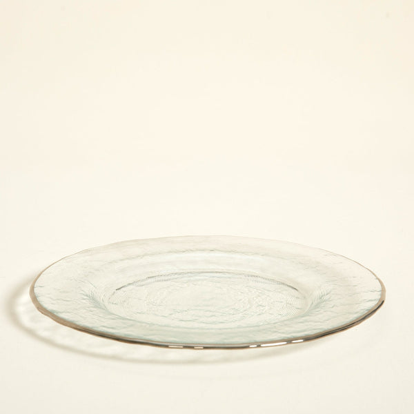 Chakra Ice  Plate Silver Rim 22 Cm Silver/Transparente
