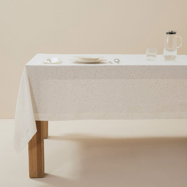 Chakra Leve Tablecloth White/Gold
