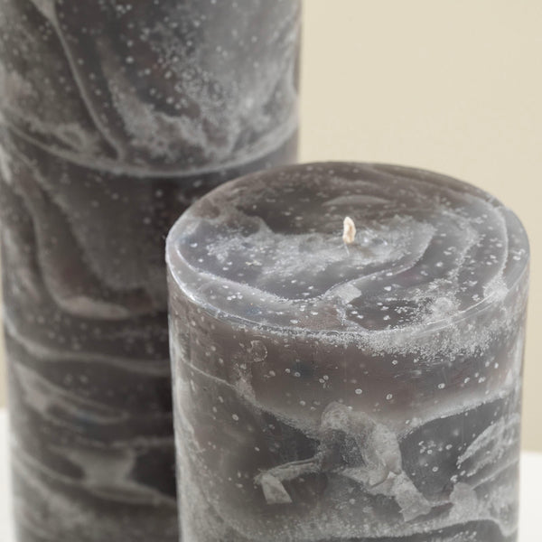 Chakra Marblo Pillar Candle 10X10Cm Grey