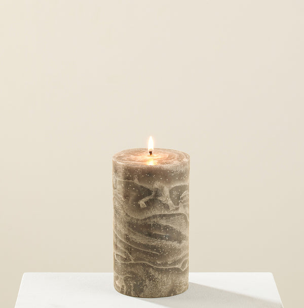 Chakra Marblo Pillar Candle 10X15Cm Beige