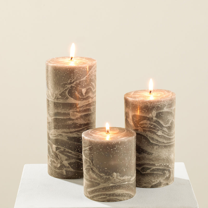 Chakra Marblo Pillar Candle 10X15Cm Beige
