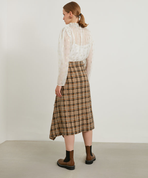 Ipekyol Plaid Pattern Asymmetrical Skirt Brown
