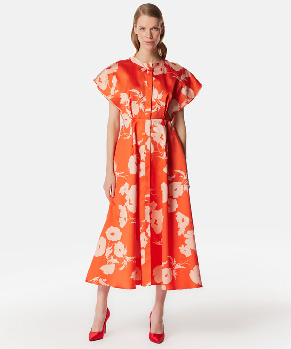 Machka Printed Maxi Dress With Belt Coral