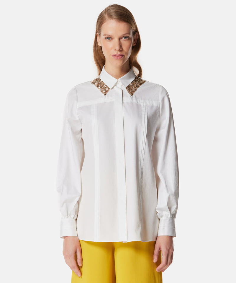 Machka Flower-Embellished Poplin Shirt White