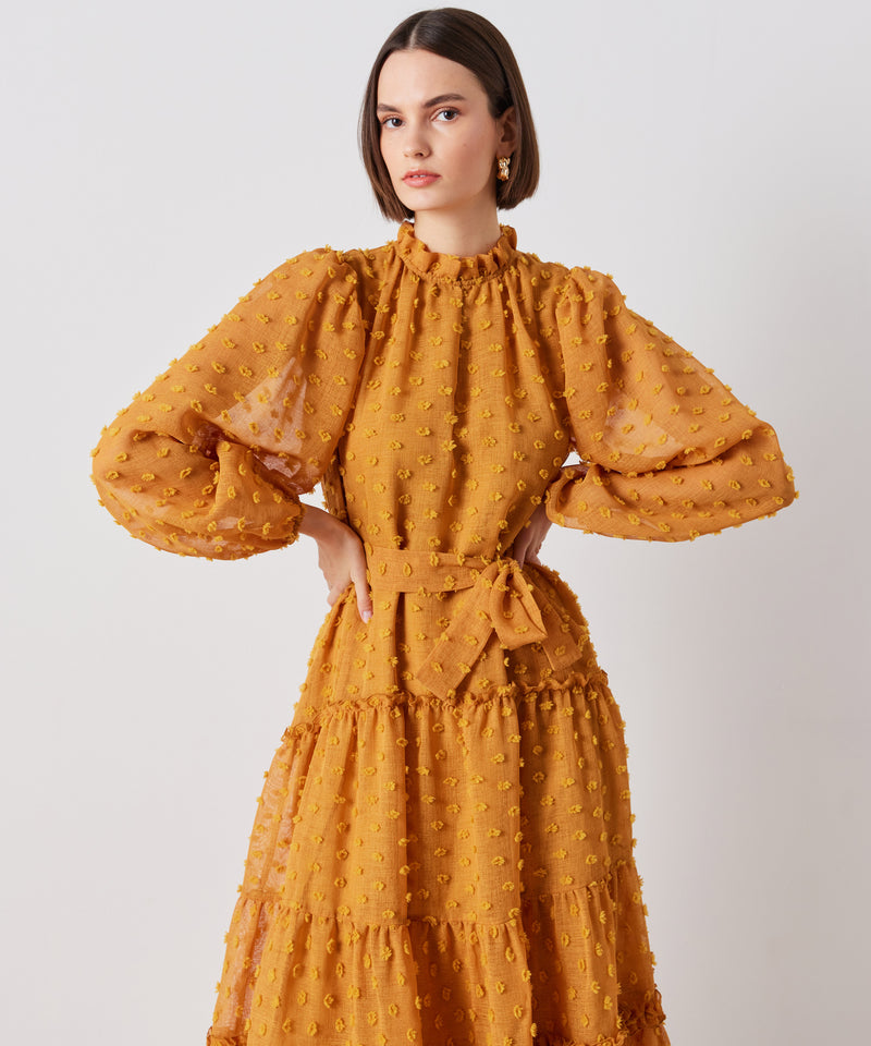 Ipekyol Flower Dotted Belted Midi Dress Orange