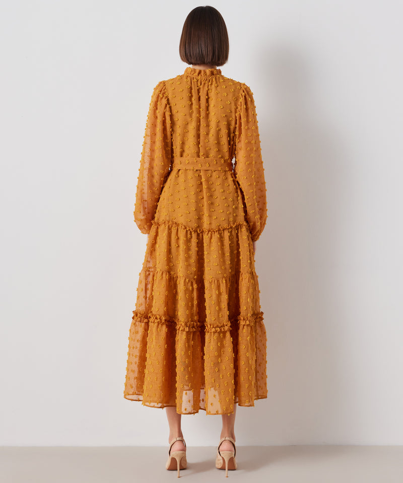 Ipekyol Flower Dotted Belted Midi Dress Orange
