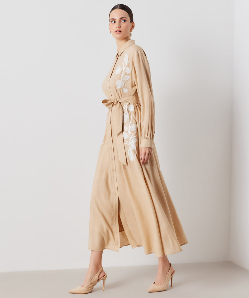 Ipekyol Contrast Embroidered Shirt Dress Natural
