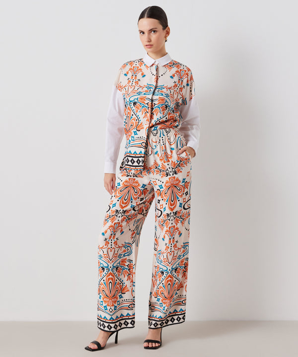 Ipekyol Printed Adjustable Waist Trousers White